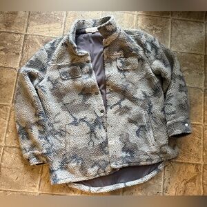 Vintage Havana Cream and Gray Sherpa Jacket camo print